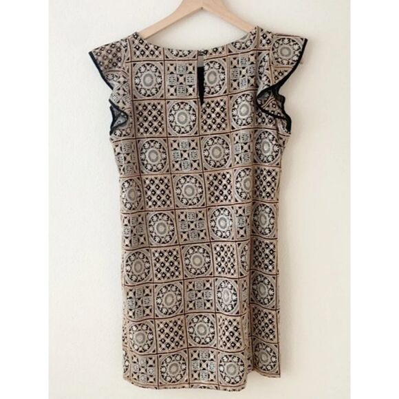 Anthropologie Antik Batik Embroidered sheath dress flutter cap sleeves size MP - Picture 4 of 7